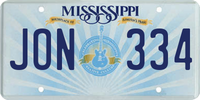 MS license plate JON334