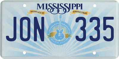 MS license plate JON335