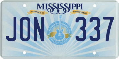 MS license plate JON337