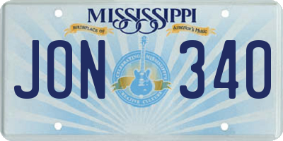 MS license plate JON340