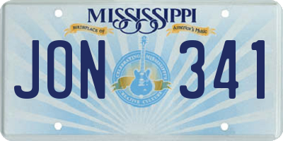 MS license plate JON341