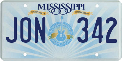 MS license plate JON342