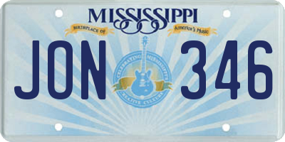 MS license plate JON346