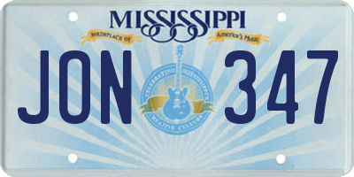 MS license plate JON347