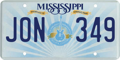 MS license plate JON349