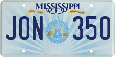 MS license plate JON350