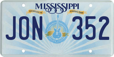 MS license plate JON352