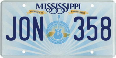 MS license plate JON358