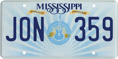 MS license plate JON359