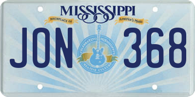 MS license plate JON368