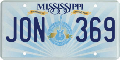 MS license plate JON369