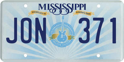 MS license plate JON371