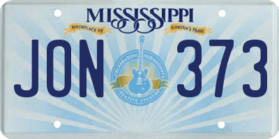 MS license plate JON373