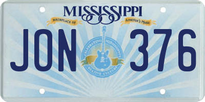 MS license plate JON376