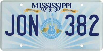 MS license plate JON382
