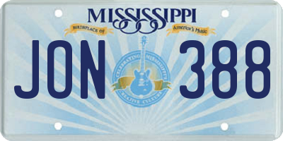 MS license plate JON388