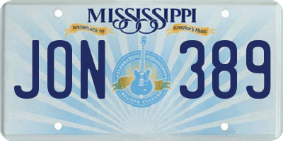 MS license plate JON389