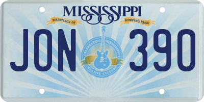 MS license plate JON390