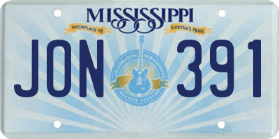 MS license plate JON391