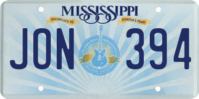 MS license plate JON394