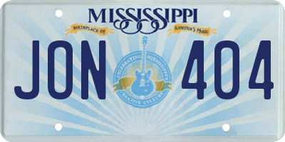 MS license plate JON404