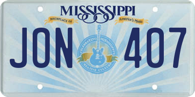 MS license plate JON407
