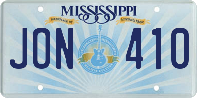 MS license plate JON410