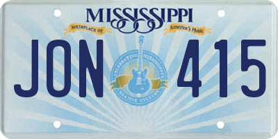 MS license plate JON415
