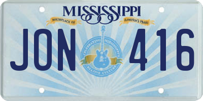 MS license plate JON416