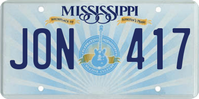 MS license plate JON417