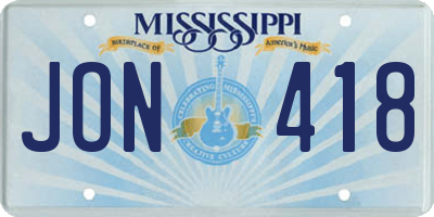 MS license plate JON418
