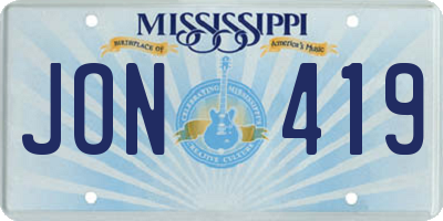 MS license plate JON419
