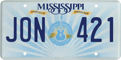MS license plate JON421