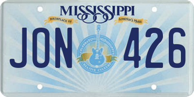 MS license plate JON426