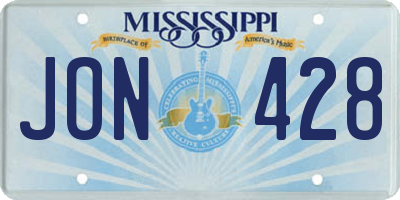 MS license plate JON428