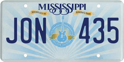 MS license plate JON435