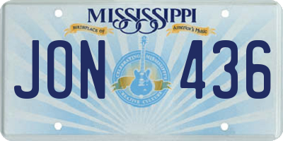 MS license plate JON436