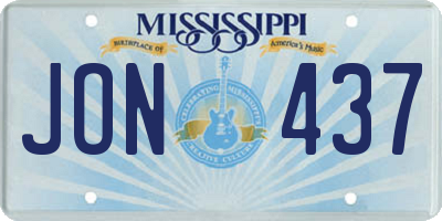 MS license plate JON437