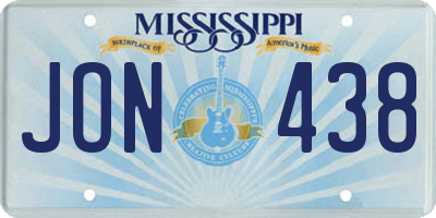 MS license plate JON438