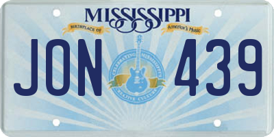 MS license plate JON439