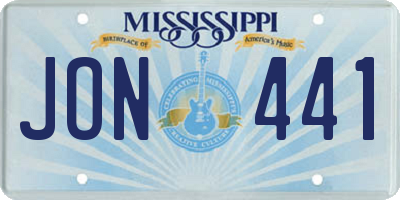 MS license plate JON441