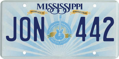 MS license plate JON442