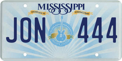 MS license plate JON444
