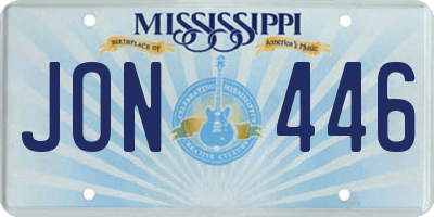 MS license plate JON446