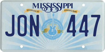 MS license plate JON447