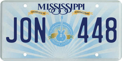 MS license plate JON448