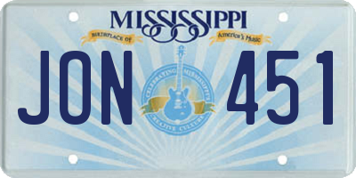MS license plate JON451