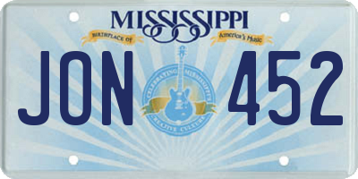 MS license plate JON452