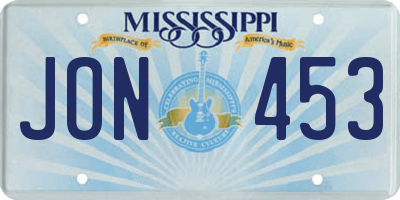 MS license plate JON453