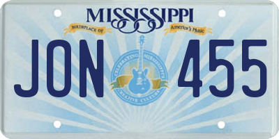 MS license plate JON455